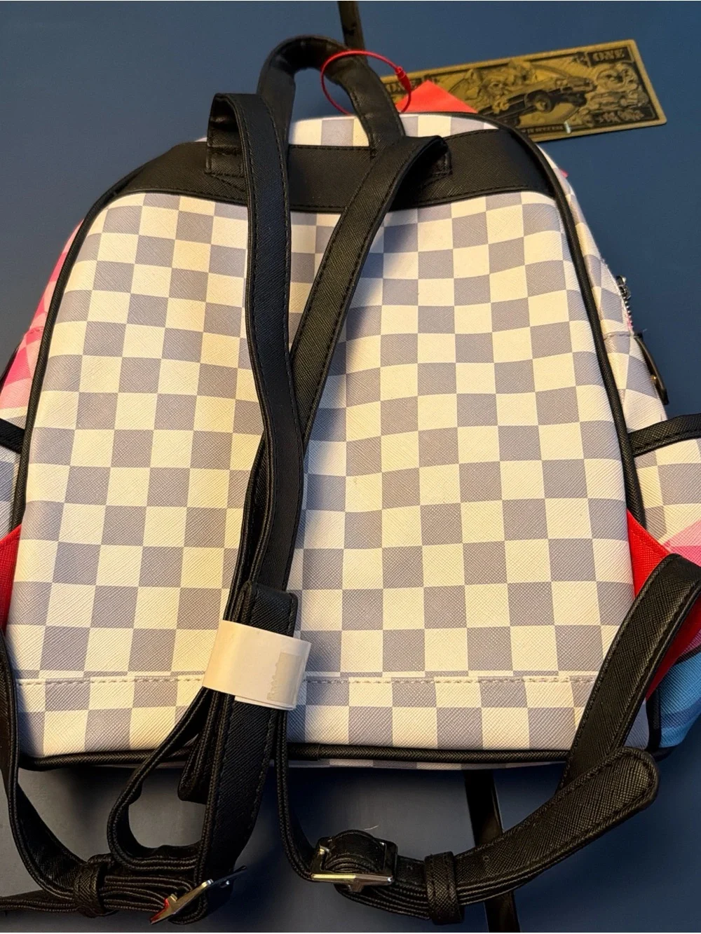 Kids Checkerboard Tiger Print Backpack - Pink & White